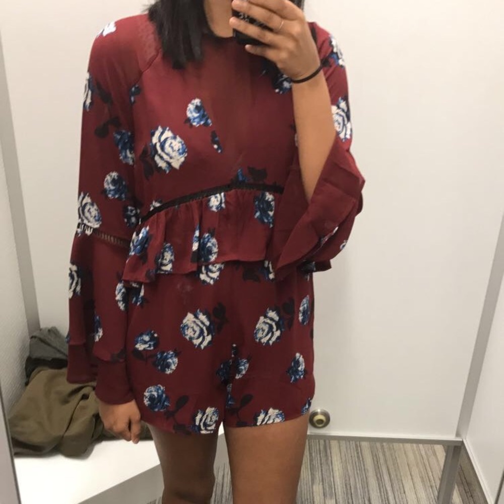 Maroon floral Romper